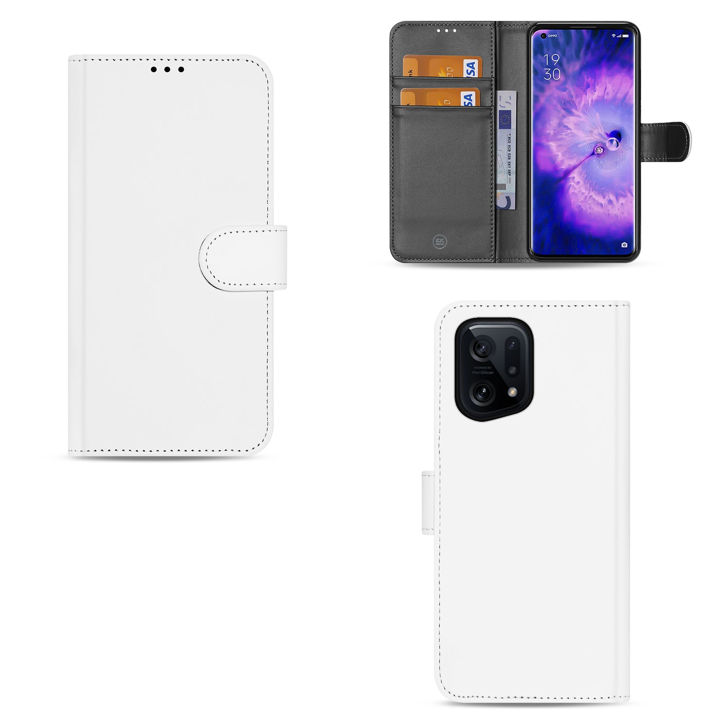 Book Case Telefoonhoesje voor de OPPO Find X5 Wit met Pasjeshouder