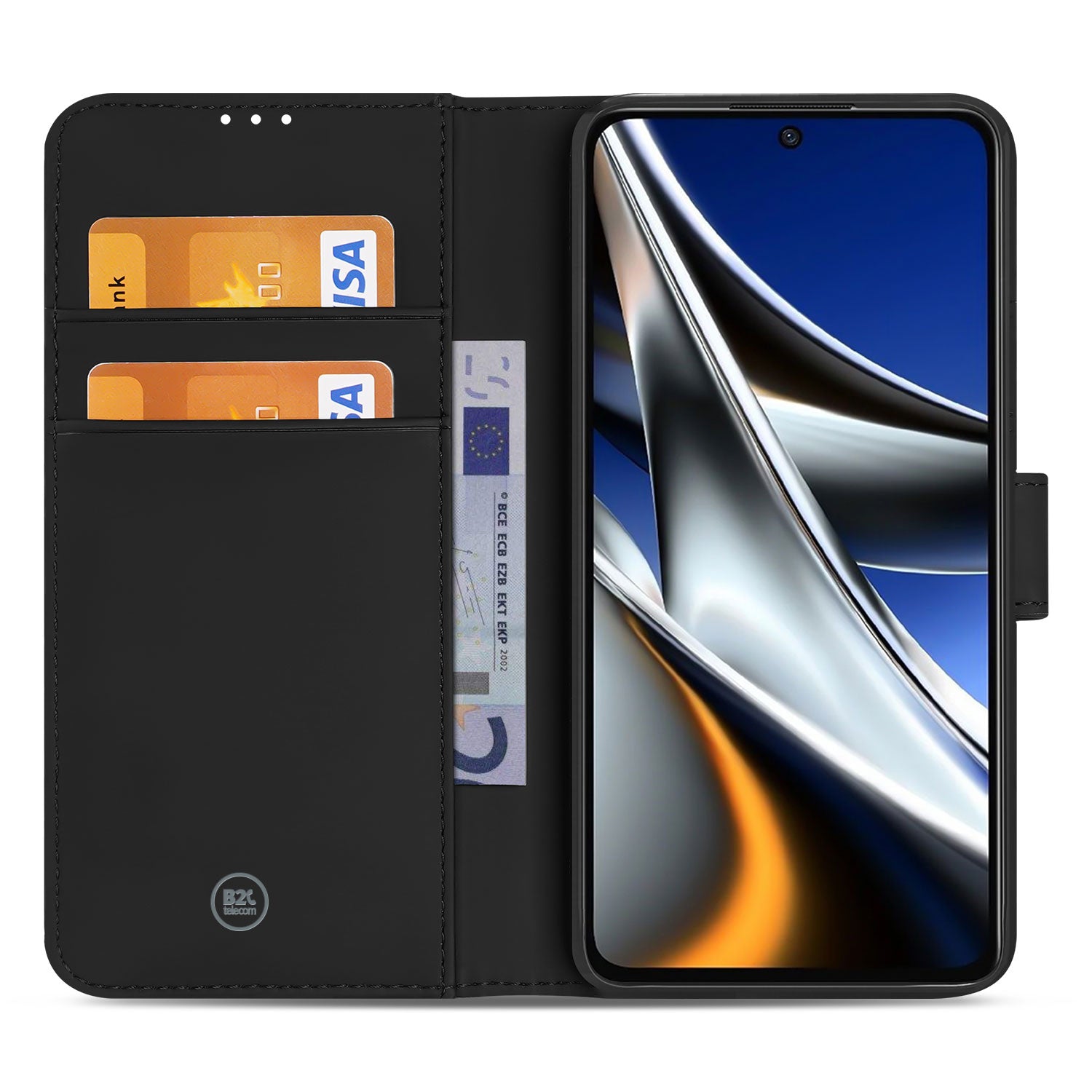 Book Case Hoesje voor de Xiaomi Poco X4 Pro 5G Zwart met Pasjeshouder