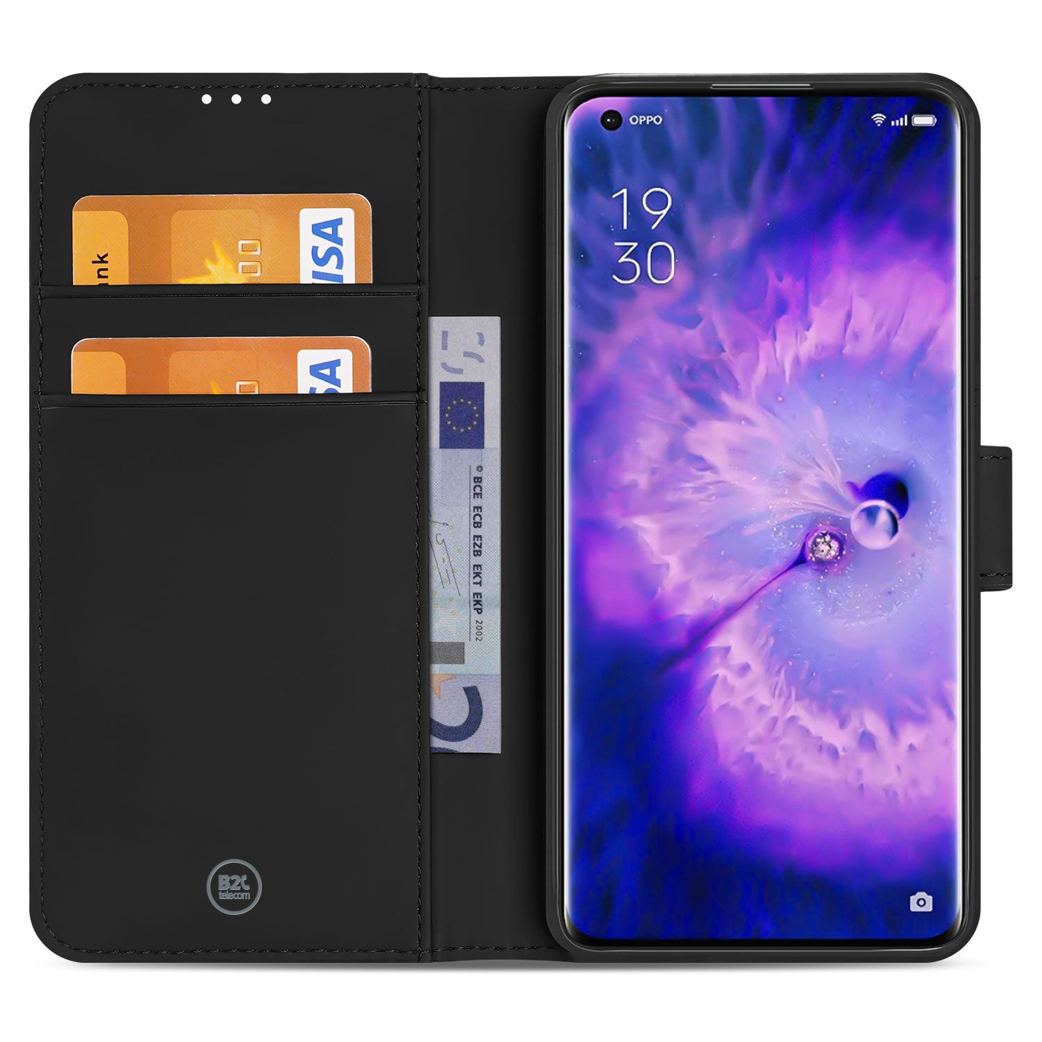 OPPO Find X5 Boekhoesje Zwart met Stand Case en Pasjeshouder