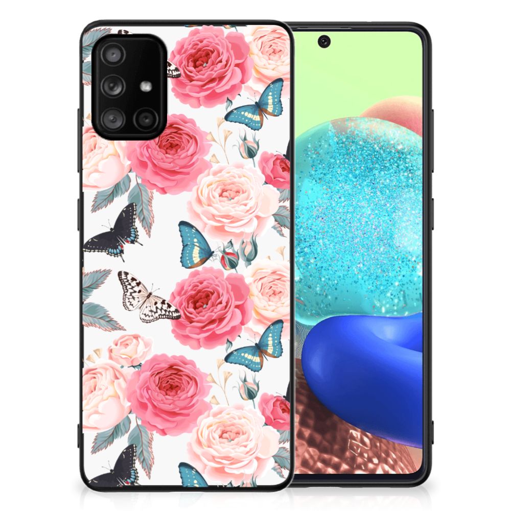 Samsung Galaxy A71 Bloemen Hoesje Butterfly Roses