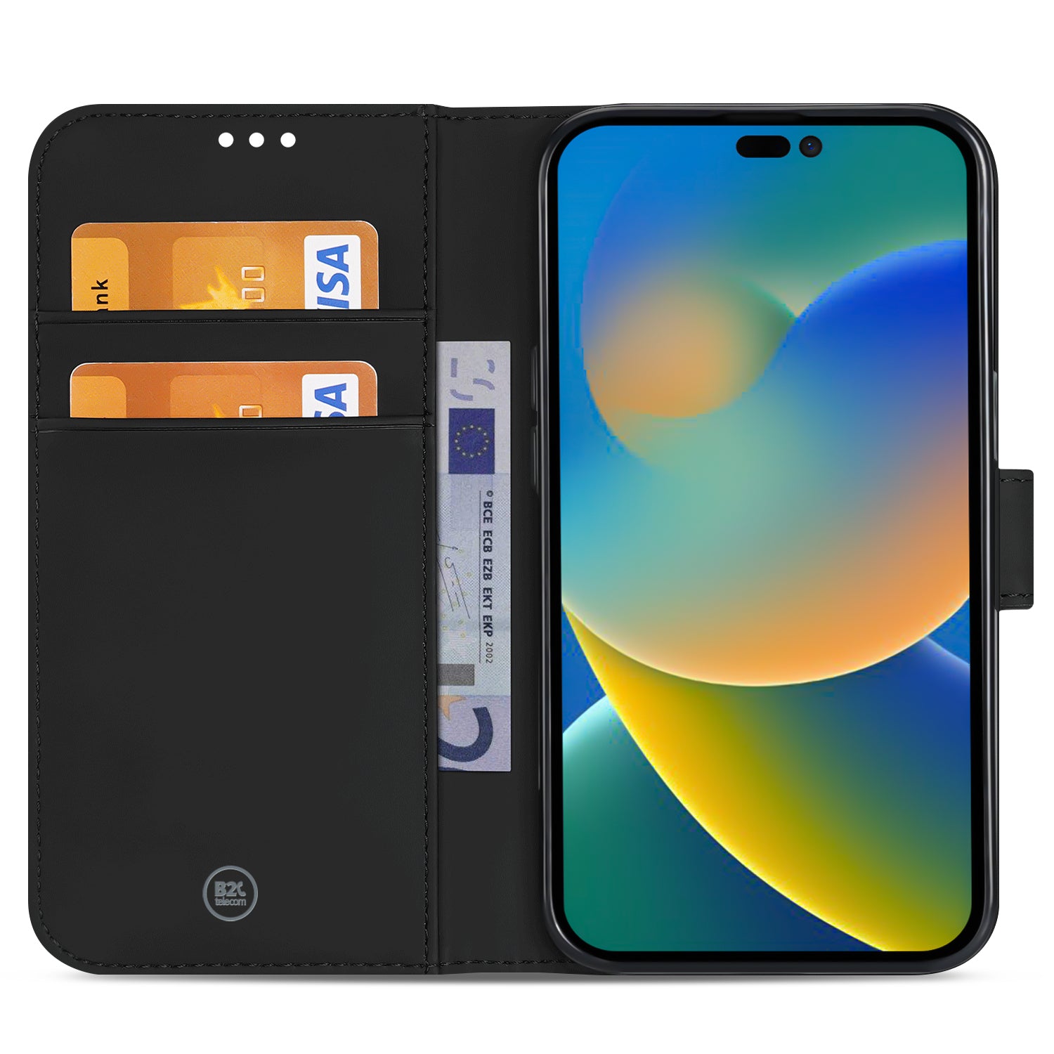 Book Case Telefoonhoesje voor de iPhone 14 Pro Max Zwart met Pasjeshouder