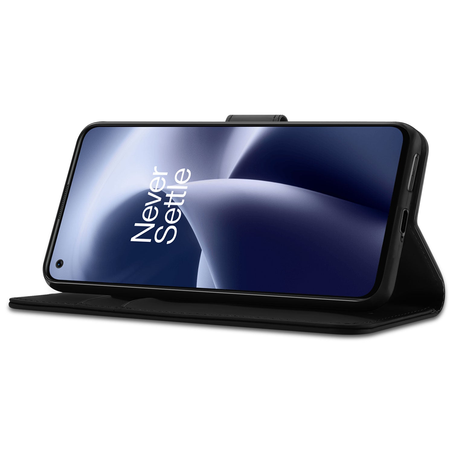 OnePlus Nord 2T 5G Bookcase Hoesje Zwart met Stand Case en Pasjeshouder