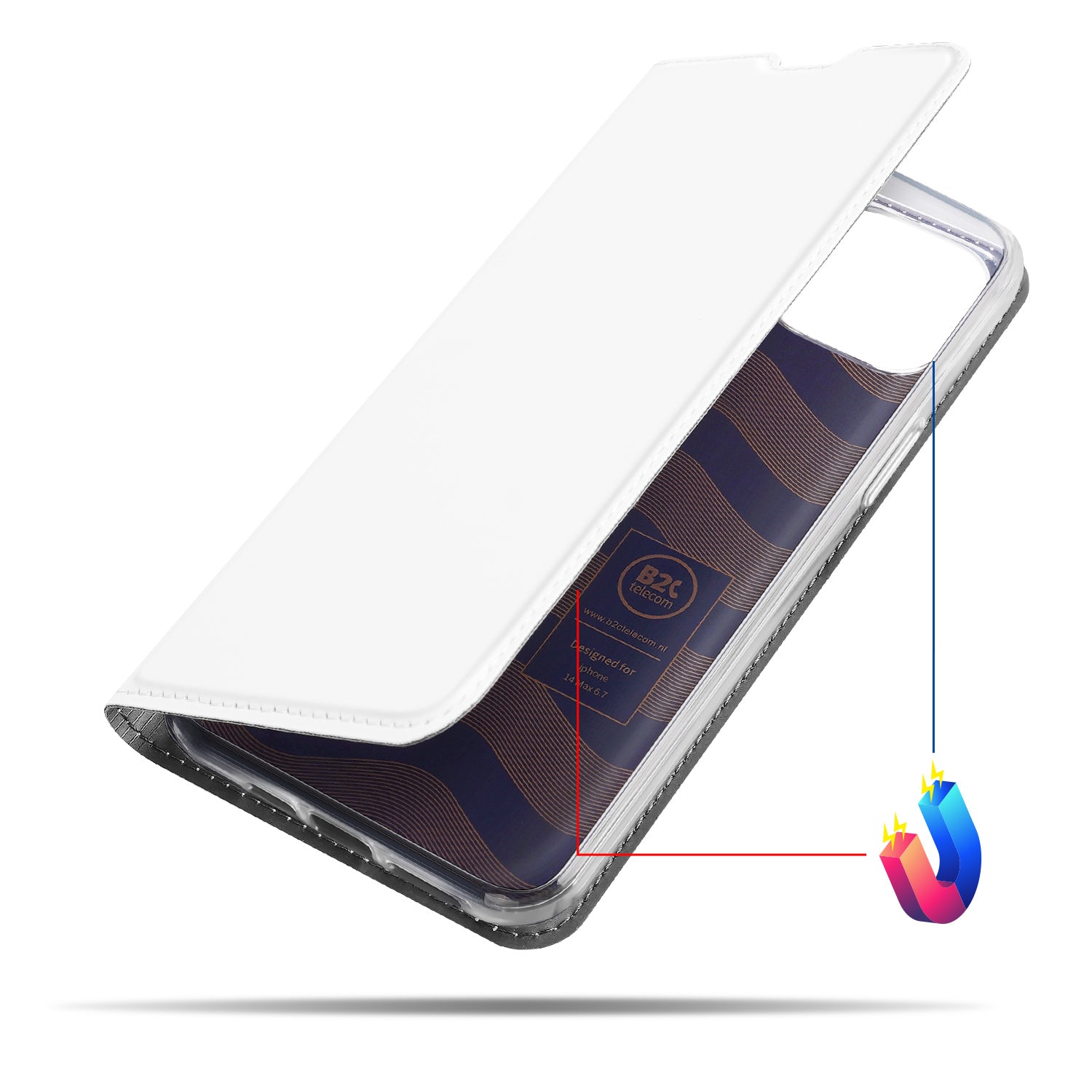 Hoesje iPhone 14 Plus Bookcase Wit met Pashouder en Standaard