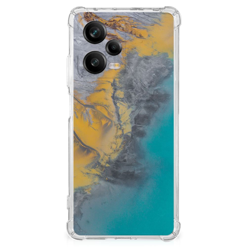 Xiaomi Redmi Note 12 Pro Plus Anti-Shock Hoesje Marble Blue Gold