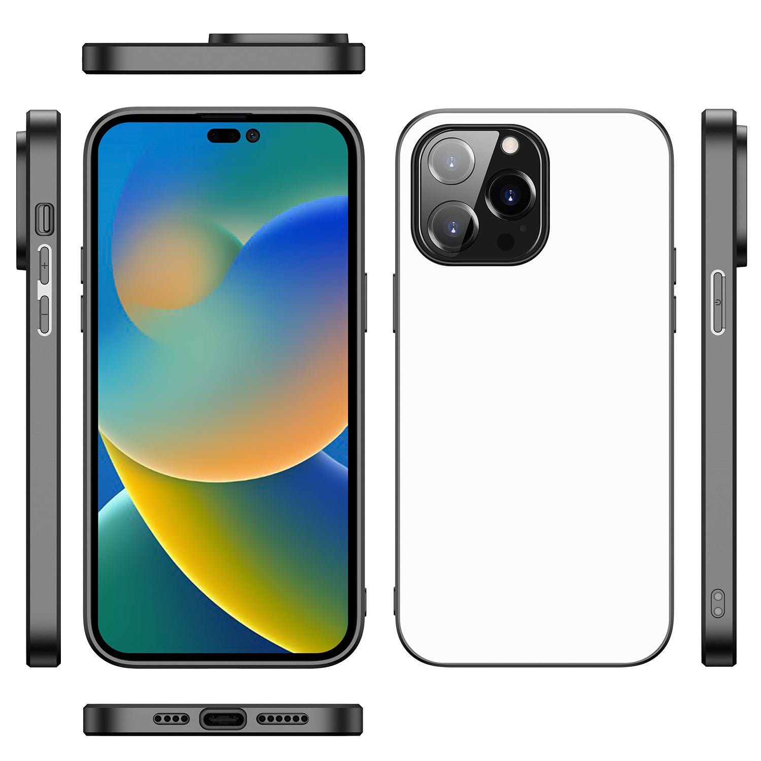 Back Cover Hoesje Apple iPhone 14 Pro Max Zwart/wit