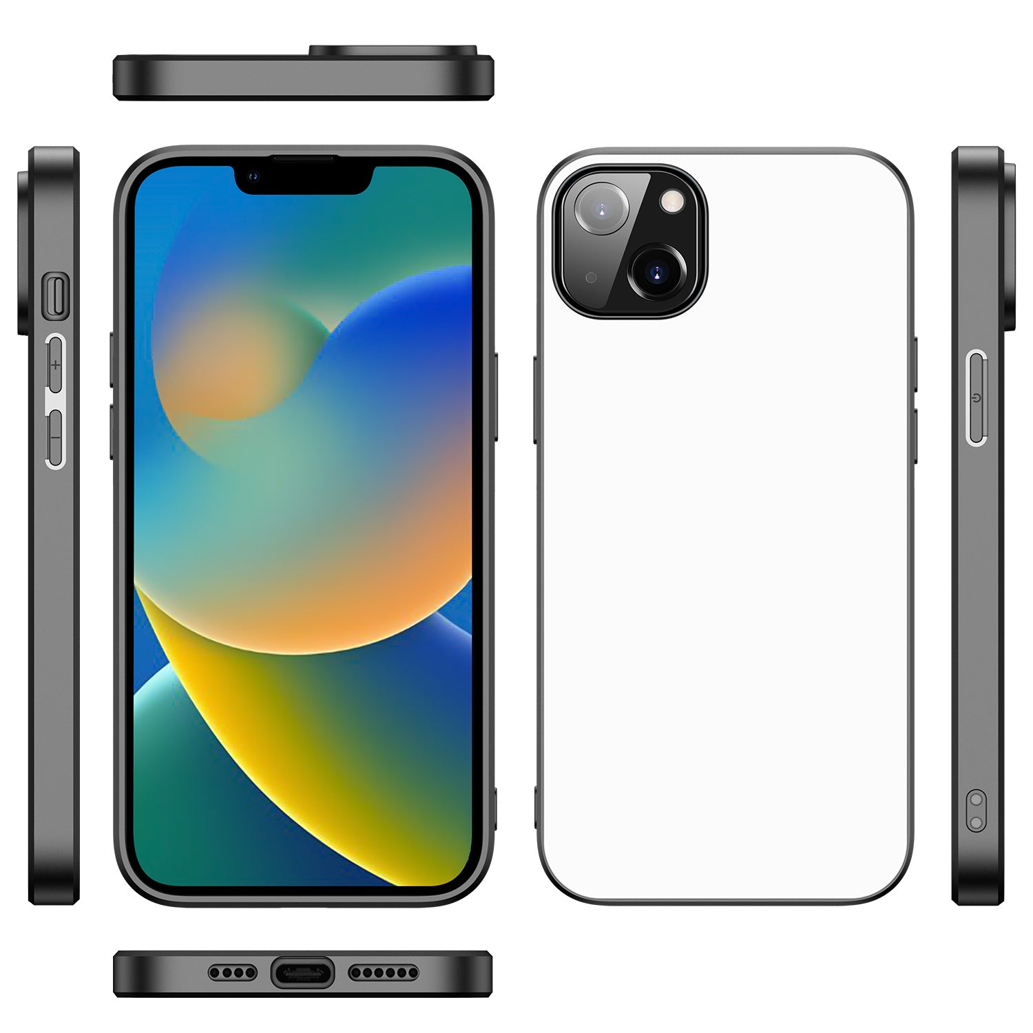 Back Cover Hoesje Apple iPhone 14 Plus Zwart/wit