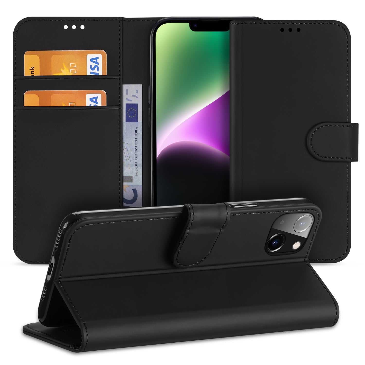 Book Case Telefoonhoesje voor de iPhone 14 Plus Zwart met Pasjeshouder