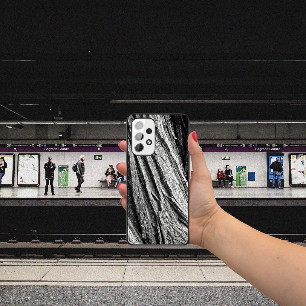Houten Print Telefoonhoesje Samsung Galaxy A53 Boomschors Grijs B2C Telecom