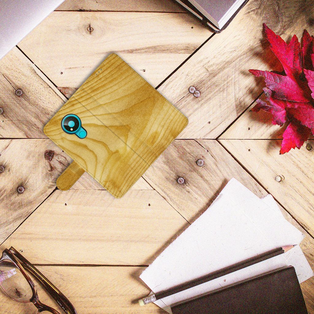 Nokia 3.4 Book Style Case Licht Hout