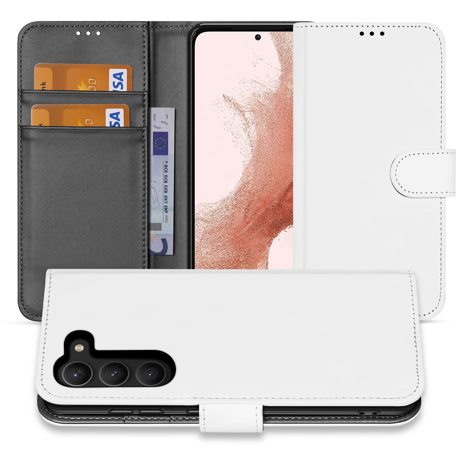 Book Case Hoesje voor de Samsung Galaxy S23 Wit met Pasjeshouder