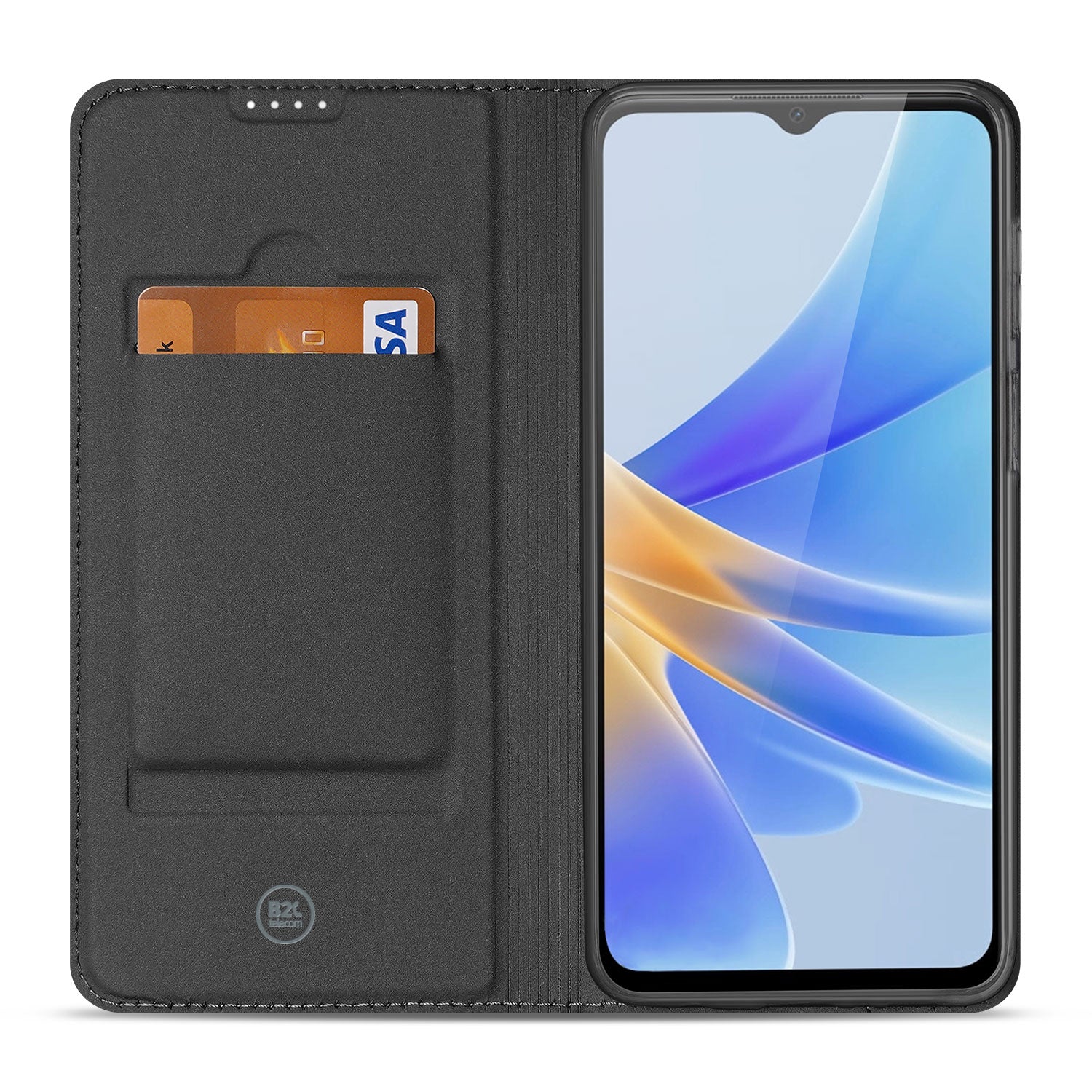 Stand Case Hoesje voor de OPPO A17 Wit met Pashouder
