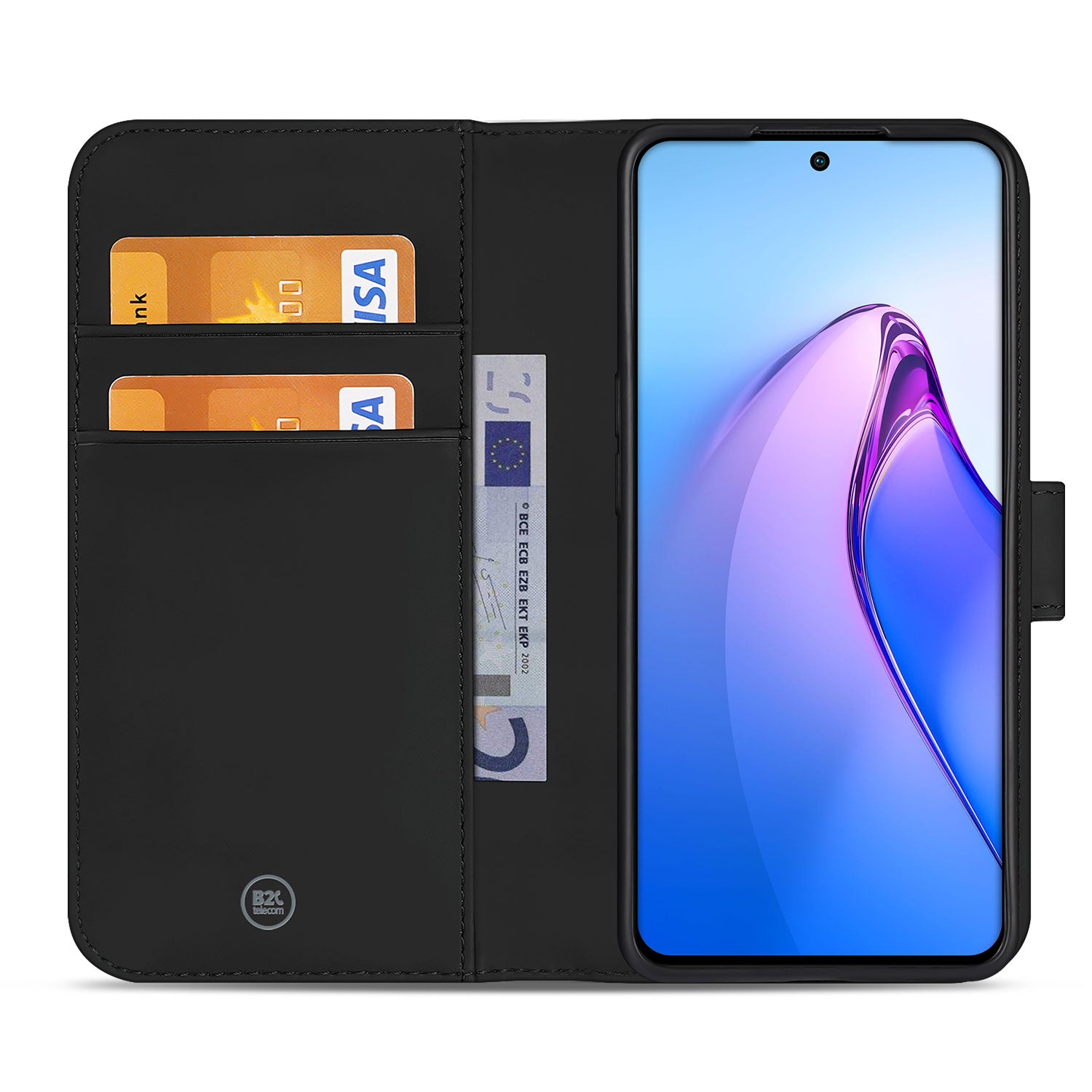 Book Cover Hoesje voor de OPPO Reno8 Pro Zwart met Pasjeshouder