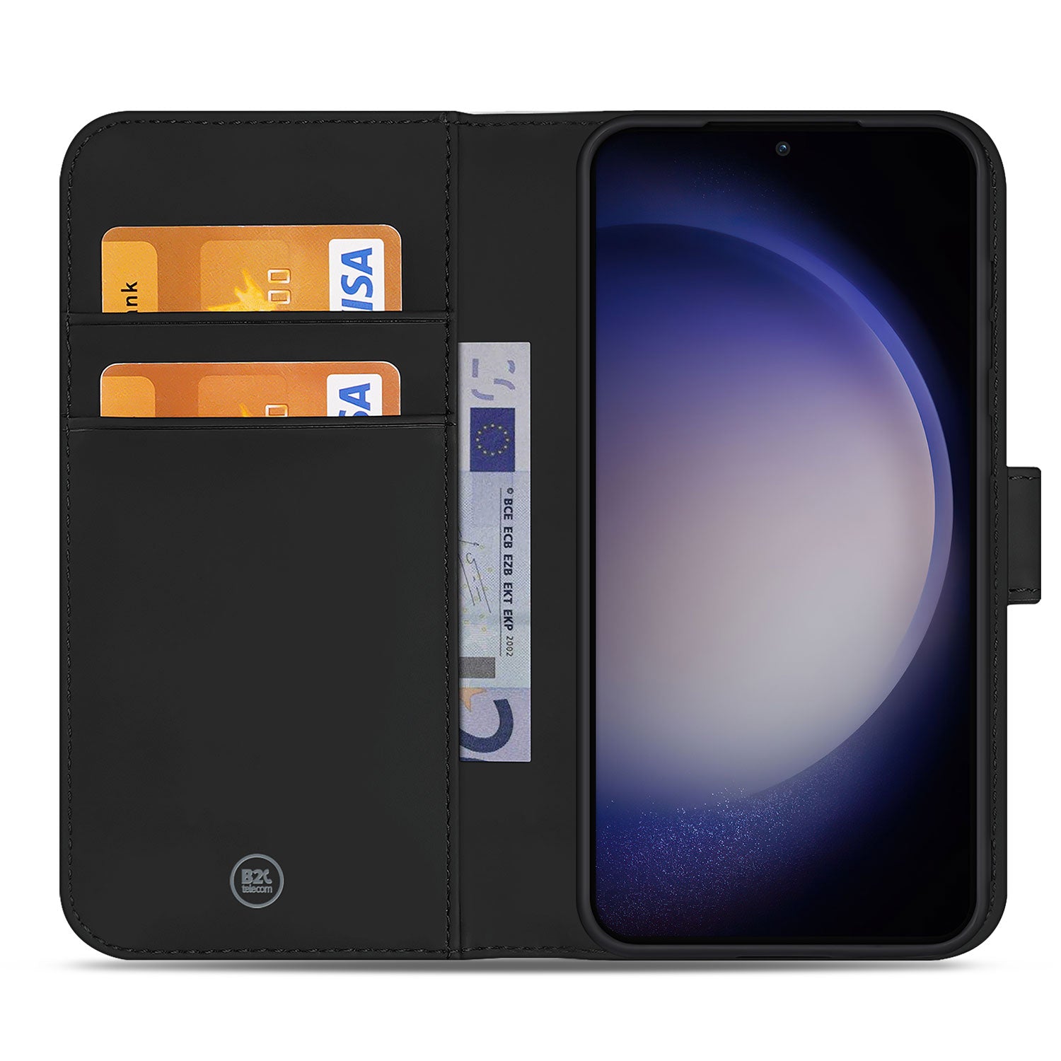 Book Cover Hoesje voor de Samsung Galaxy S23 Zwart met Pasjeshouder