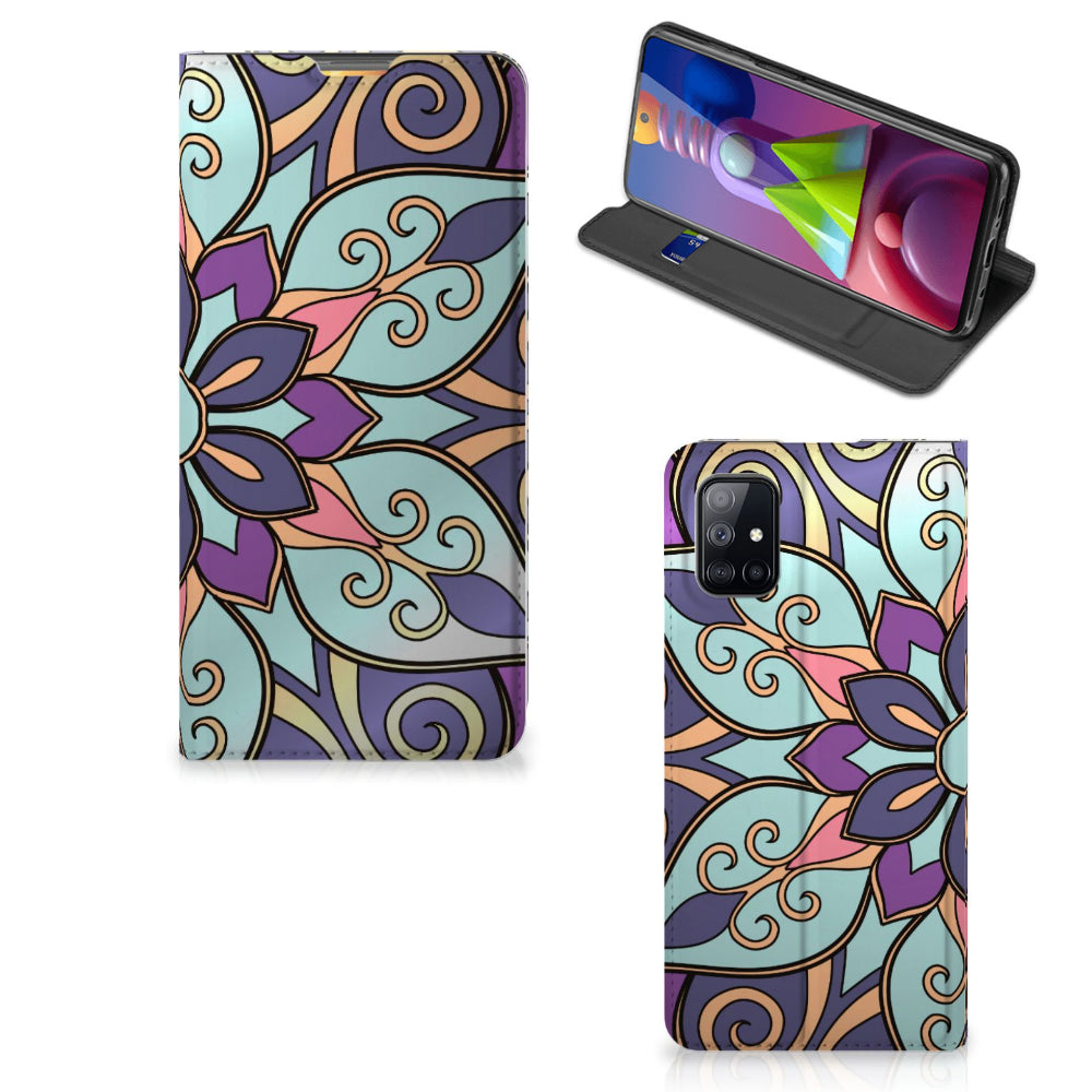 Samsung Galaxy M51 Smart Cover Purple Flower
