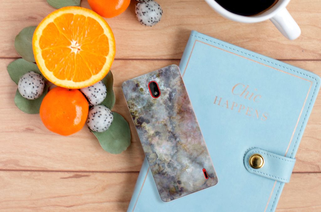 Nokia 1 Plus TPU Siliconen Hoesje Marmer Grijs