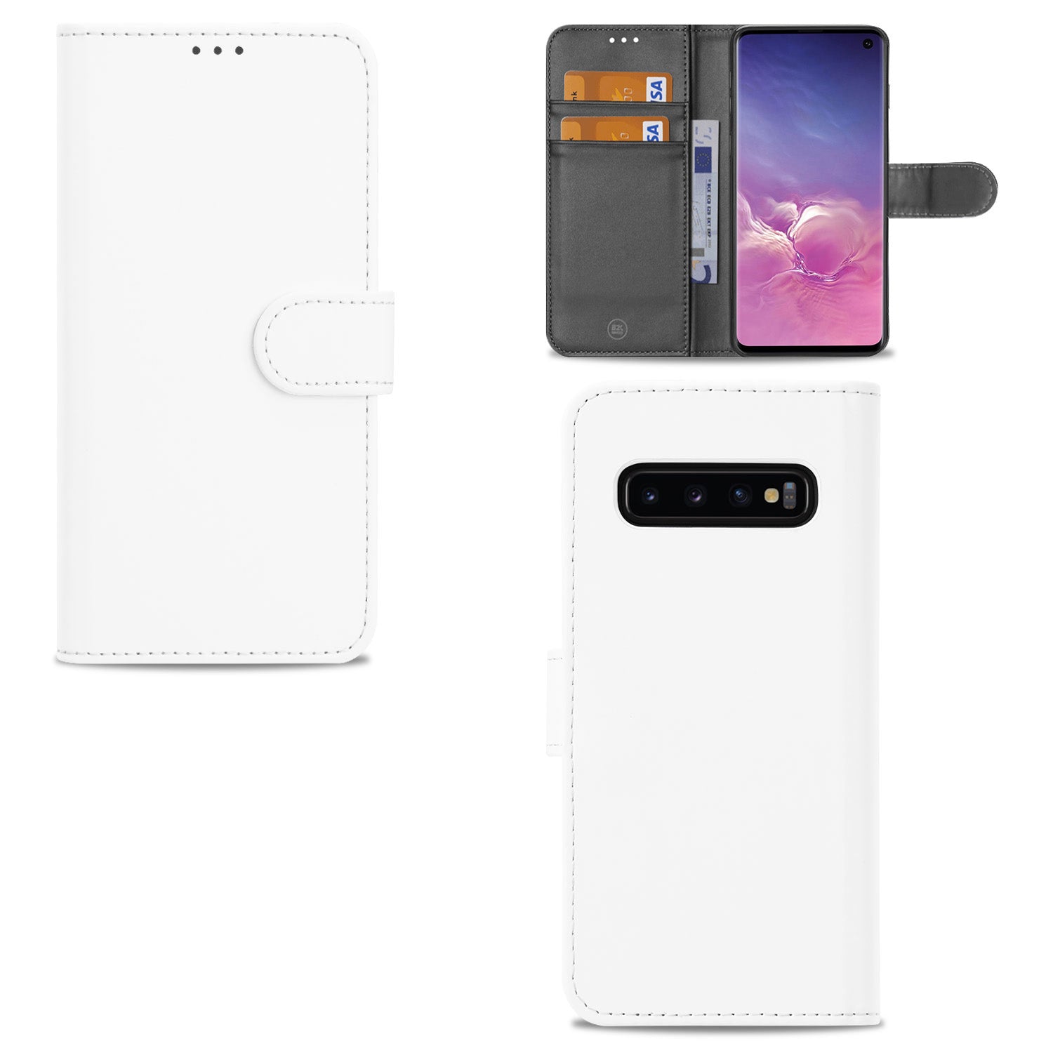 Samsung Galaxy S10 Hoesje Wit met Pasjeshouder