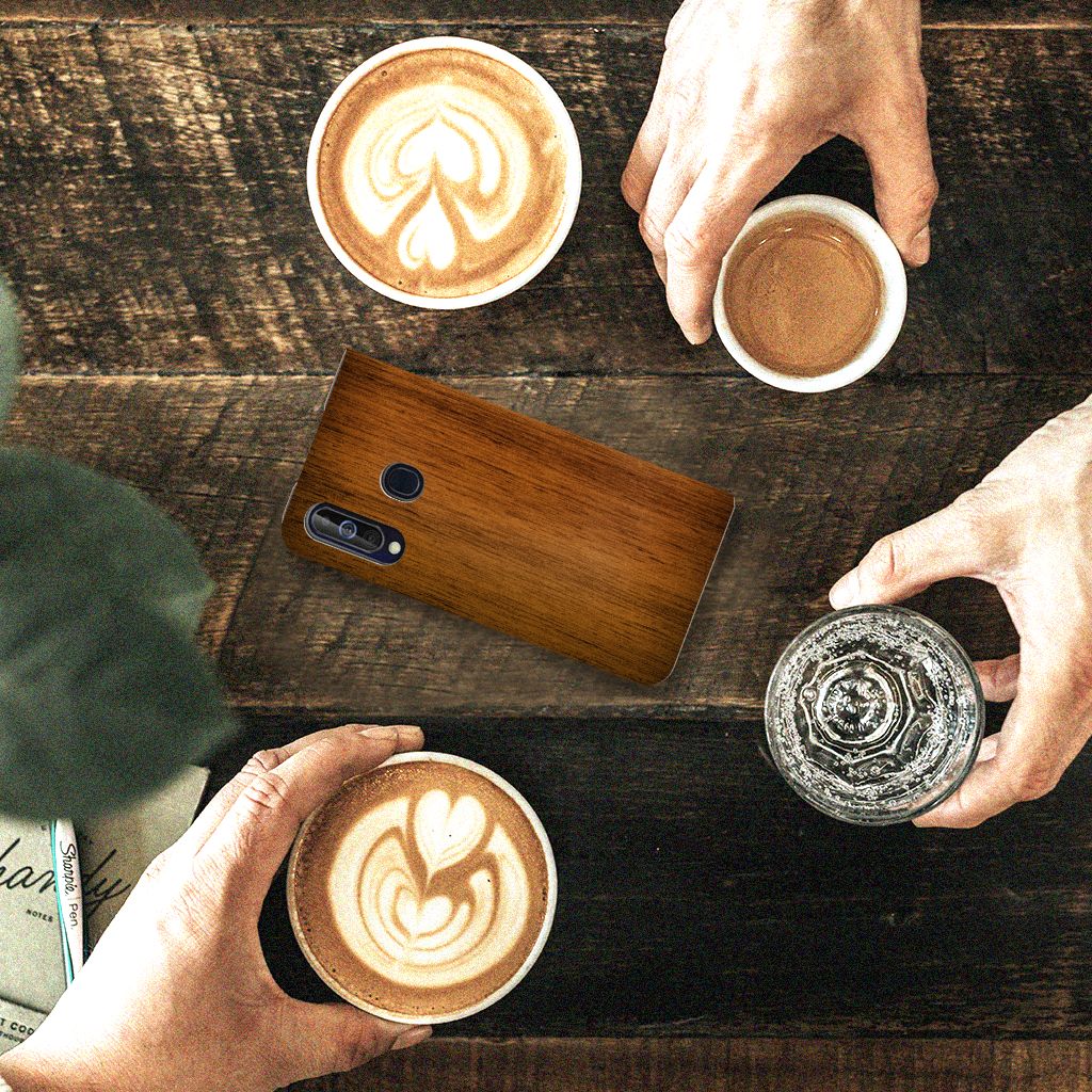 Samsung Galaxy A60 Book Wallet Case Donker Hout