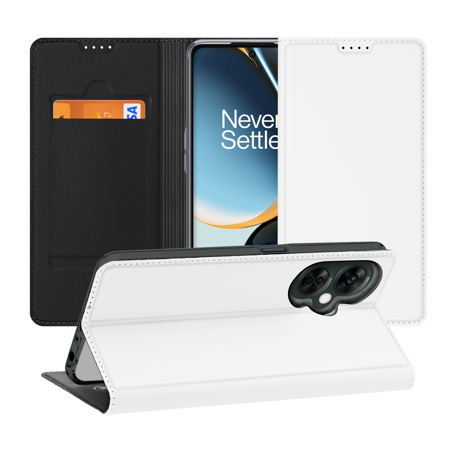 Stand Case Hoesje voor de OnePlus Nord CE 3 Lite Wit met Pashouder