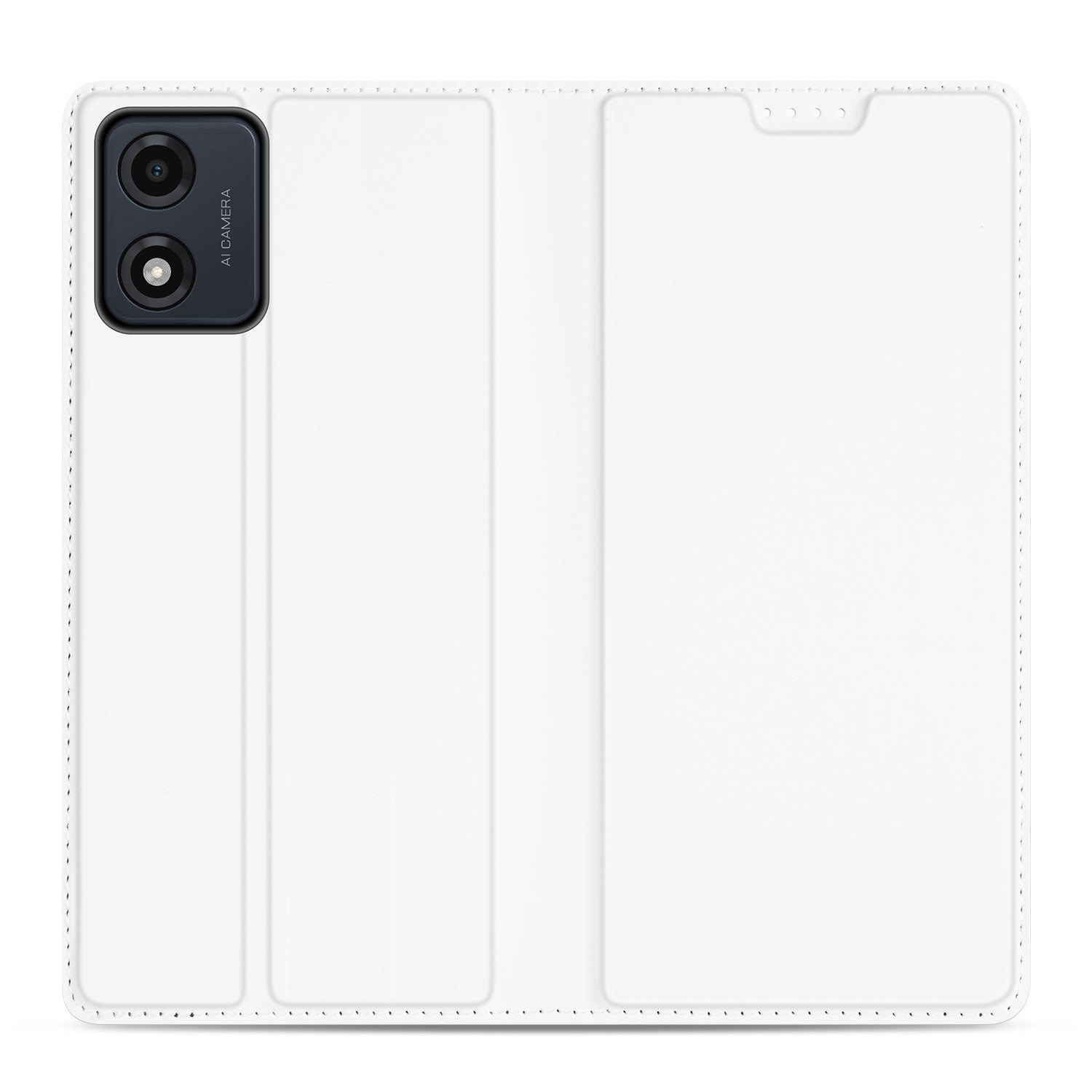 Stand Case Hoesje voor de Motorola Moto E13 4G Wit met Pashouder
