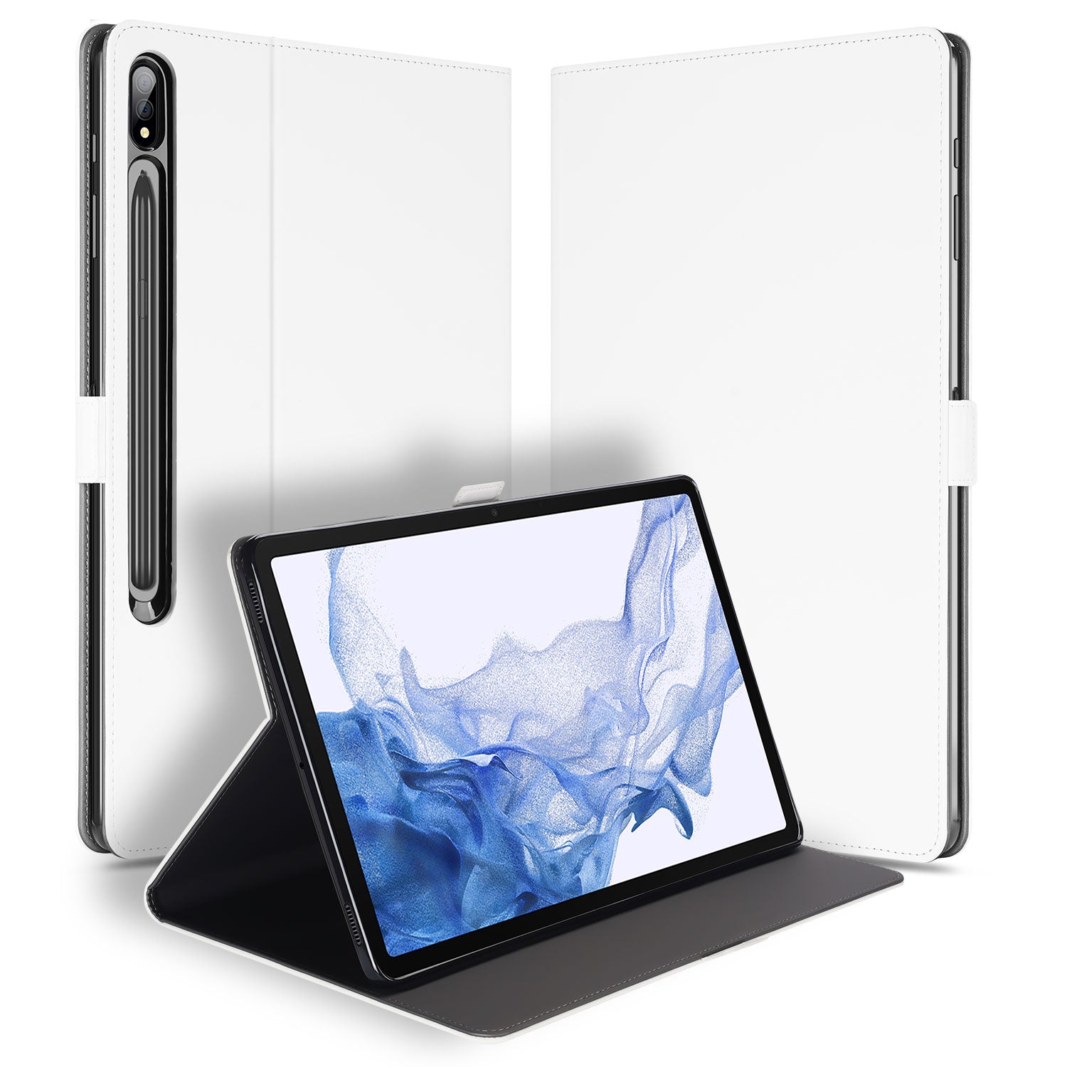 Book Cover Samsung Galaxy Tab S7 FE | S7+ | S8+ Hoesje Wit met Standaardfunctie