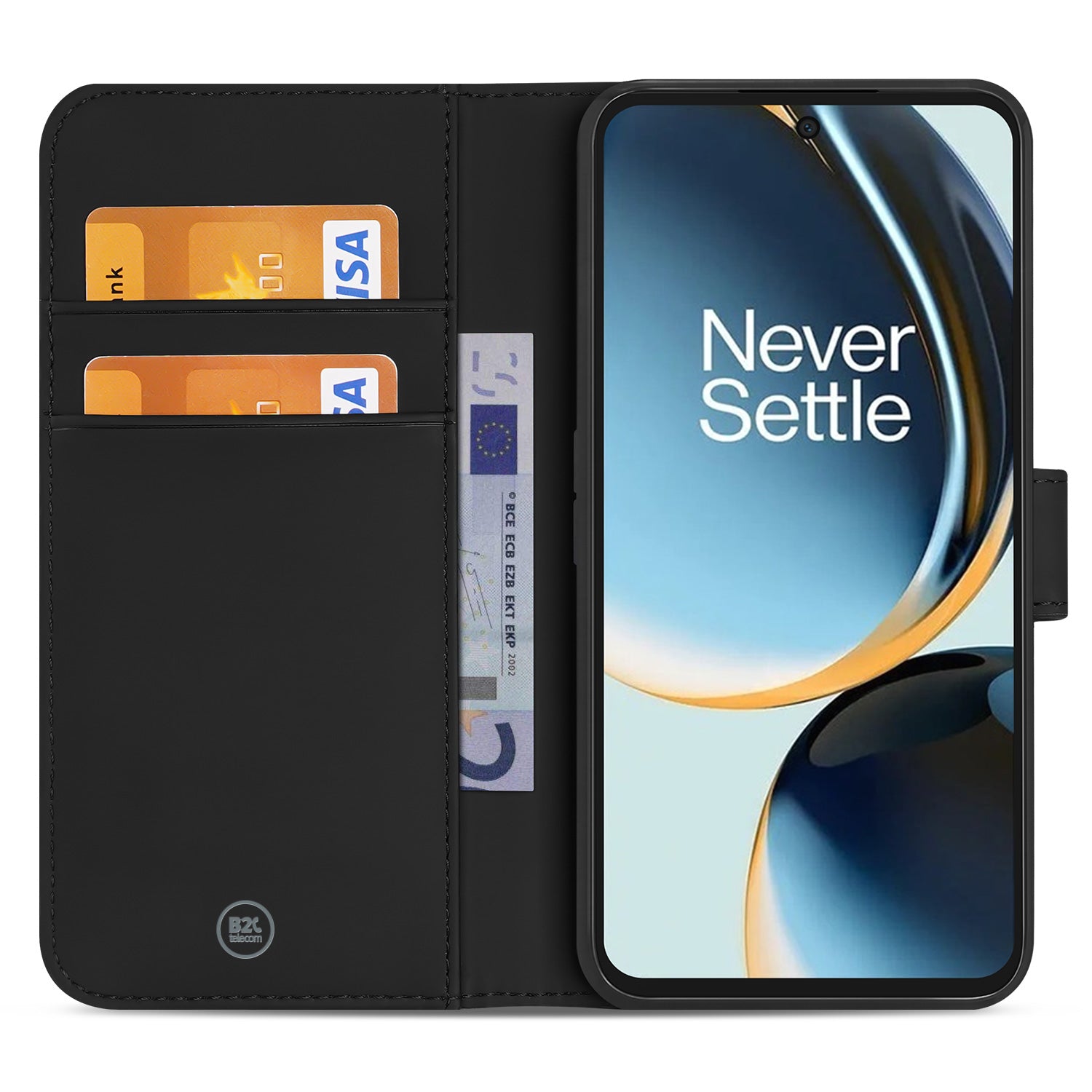 Book Cover Hoesje voor de OnePlus Nord CE 3 Lite Zwart met Pasjeshouder