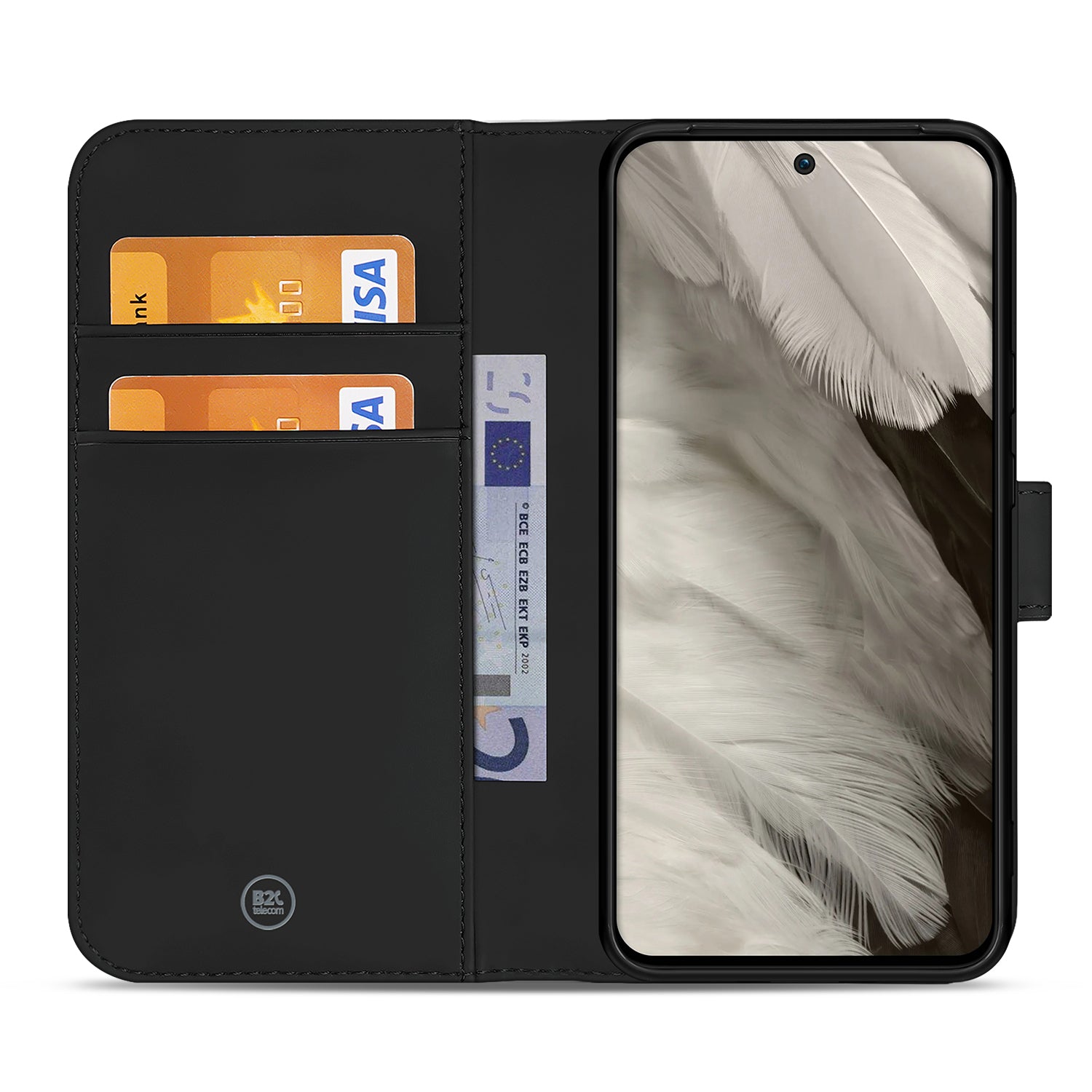 Book Cover Hoesje voor de Google Pixel 8 Zwart met Pasjeshouder