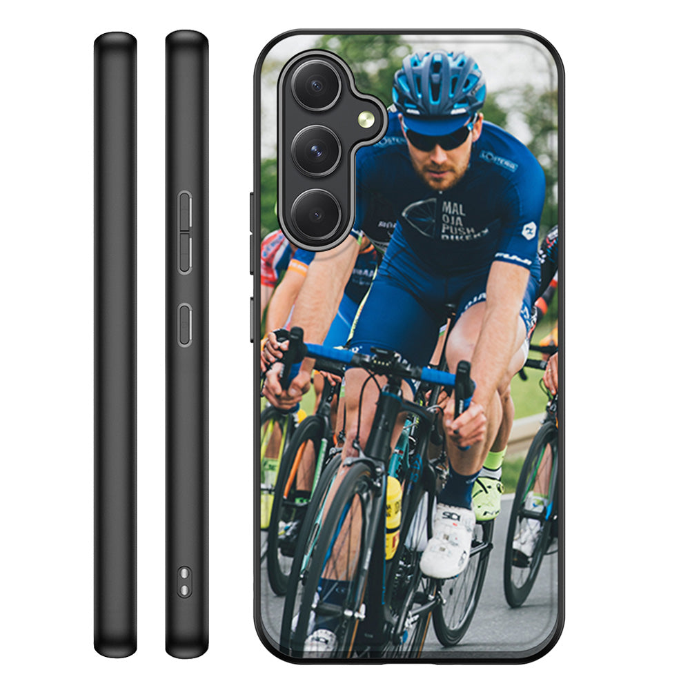 Back Cover Hoesje Maken voor de Samsung Galaxy A54 met fietser ontwerp en zwarte rand