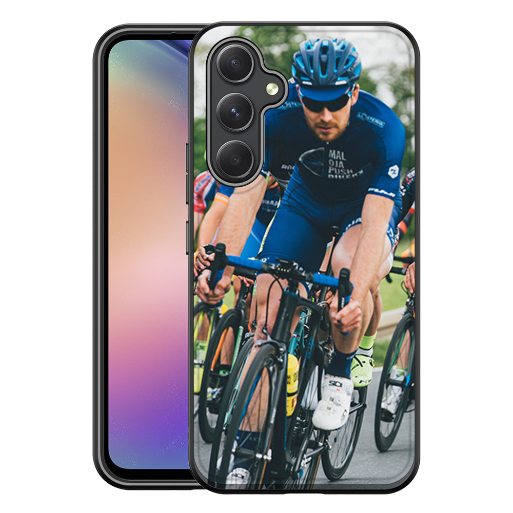 Back Cover Hoesje Maken voor de Samsung Galaxy A54 met een fietser in actie op een racefiets.