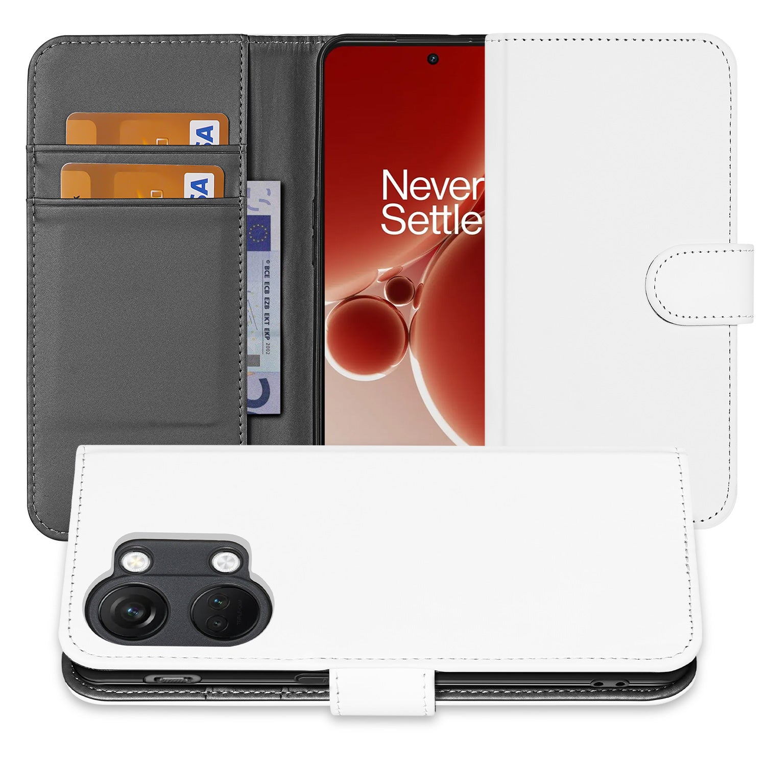 Book Case Telefoonhoesje voor de OnePlus Nord 3 Wit met Pasjeshouder