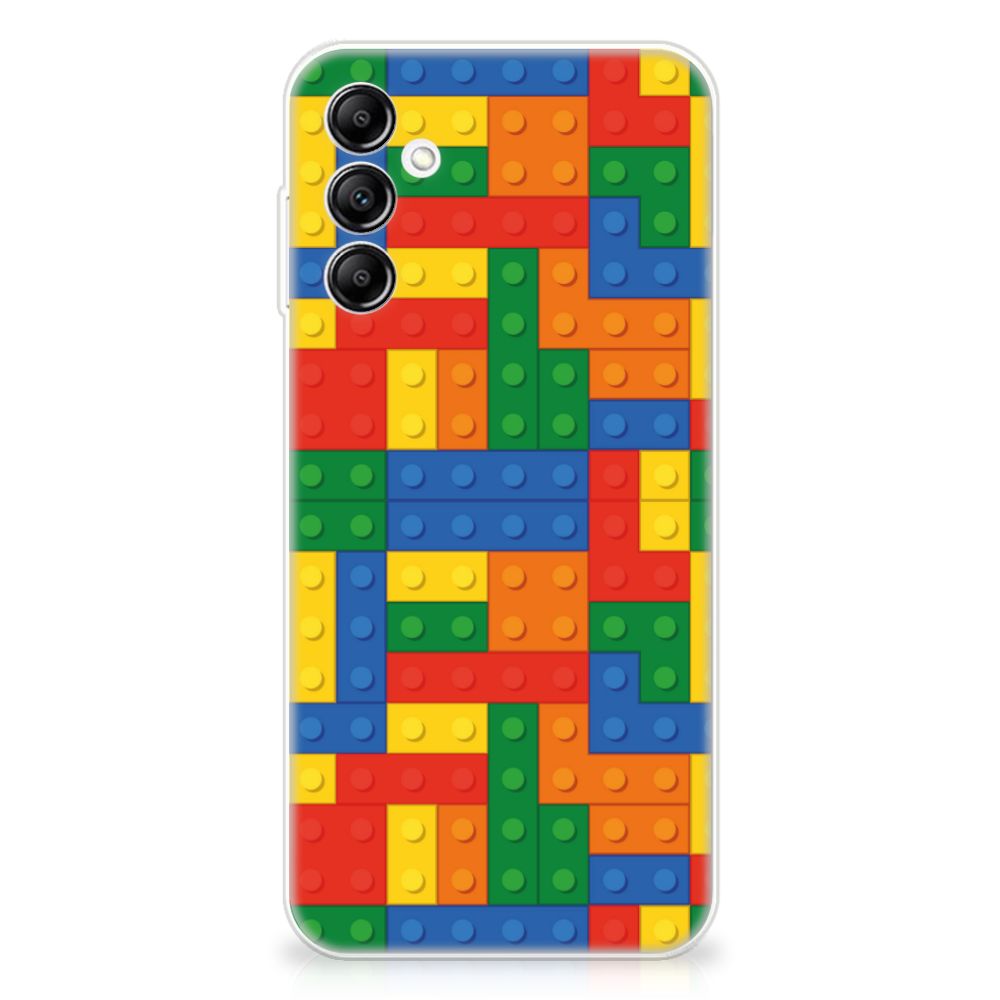 Samsung Galaxy A14 5G TPU bumper Blokken met kleurrijke Lego patroon op de achterkant.