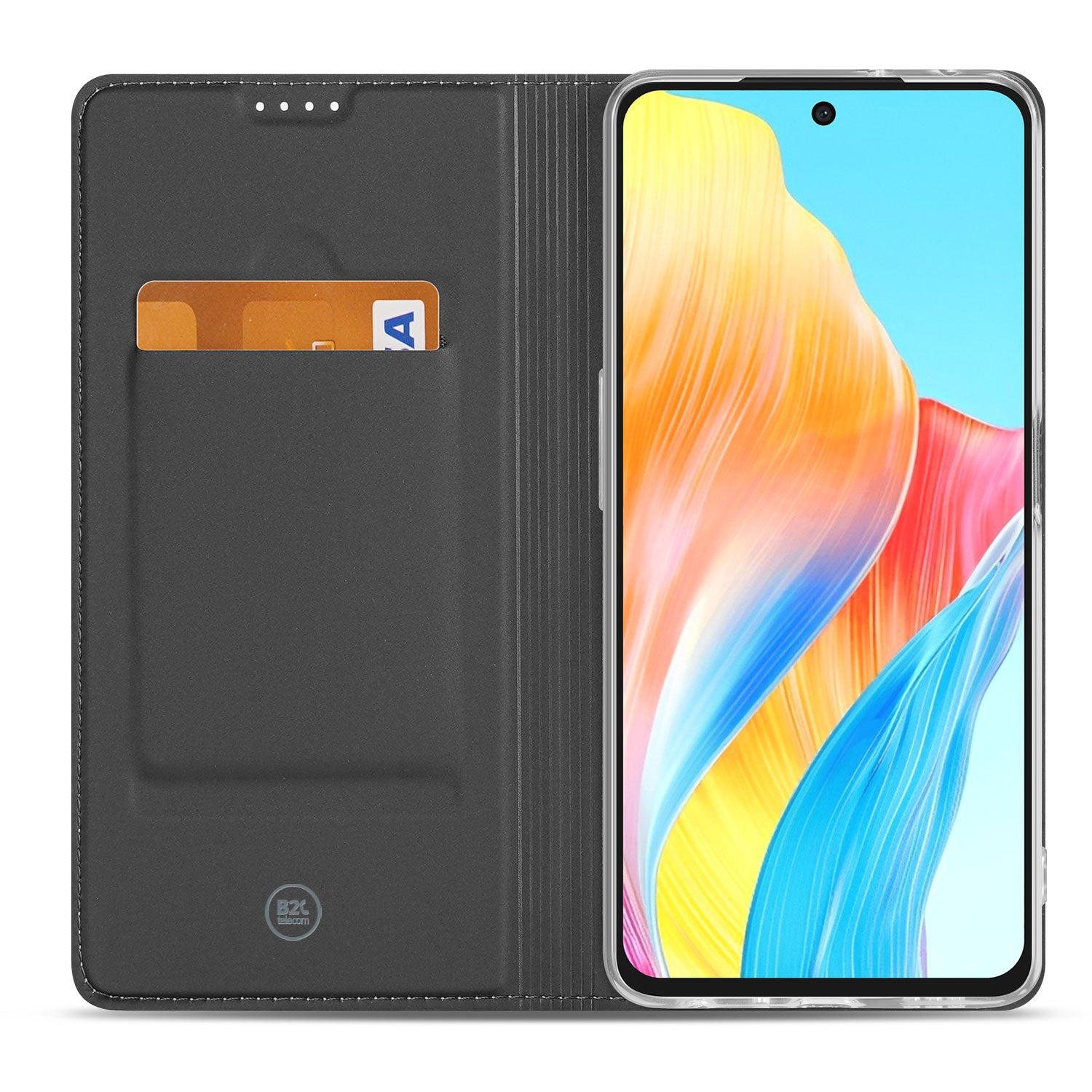 Stand Case Hoesje voor de OPPO A98 5G Wit met Pashouder