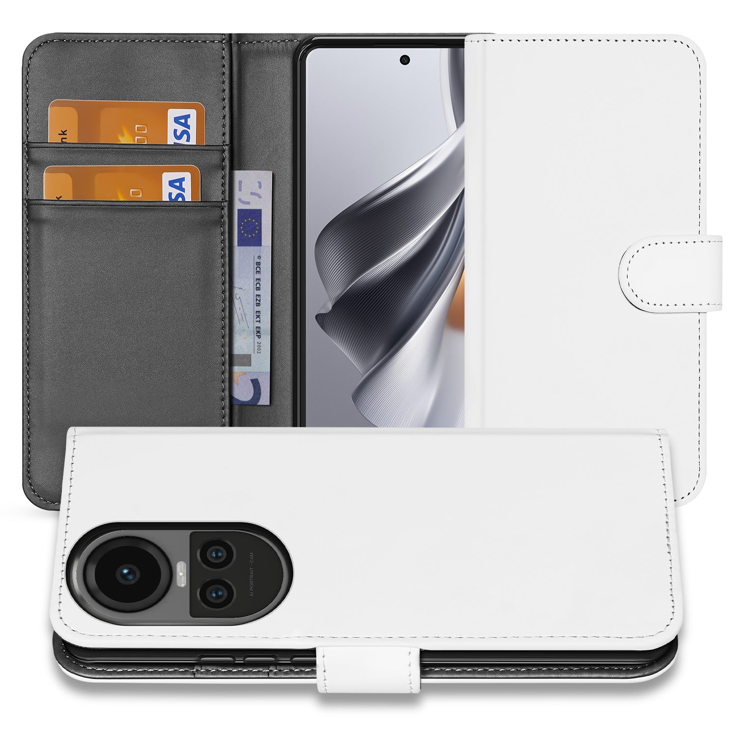 Book Case Telefoonhoesje voor de OPPO Reno10 | 10 Pro Wit met Pasjeshouder