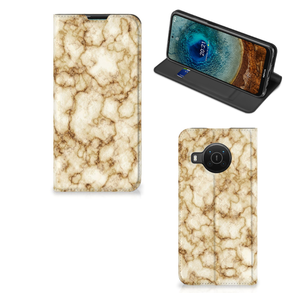 Nokia X20 | X10 Standcase Marmer Goud - B2C Telecom