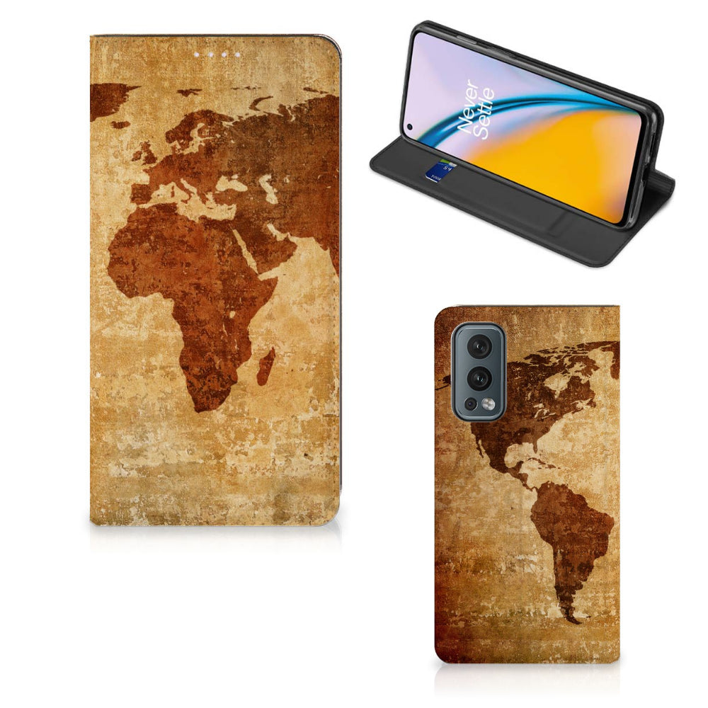 OnePlus Nord 2 5G Book Cover Wereldkaart