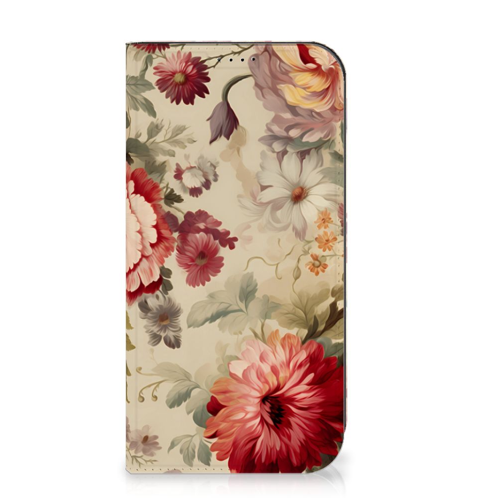 Smart Cover voor iPhone 15 Pro Max Bloemen met prachtige bloemenprint voor romantische vibes 🌸.