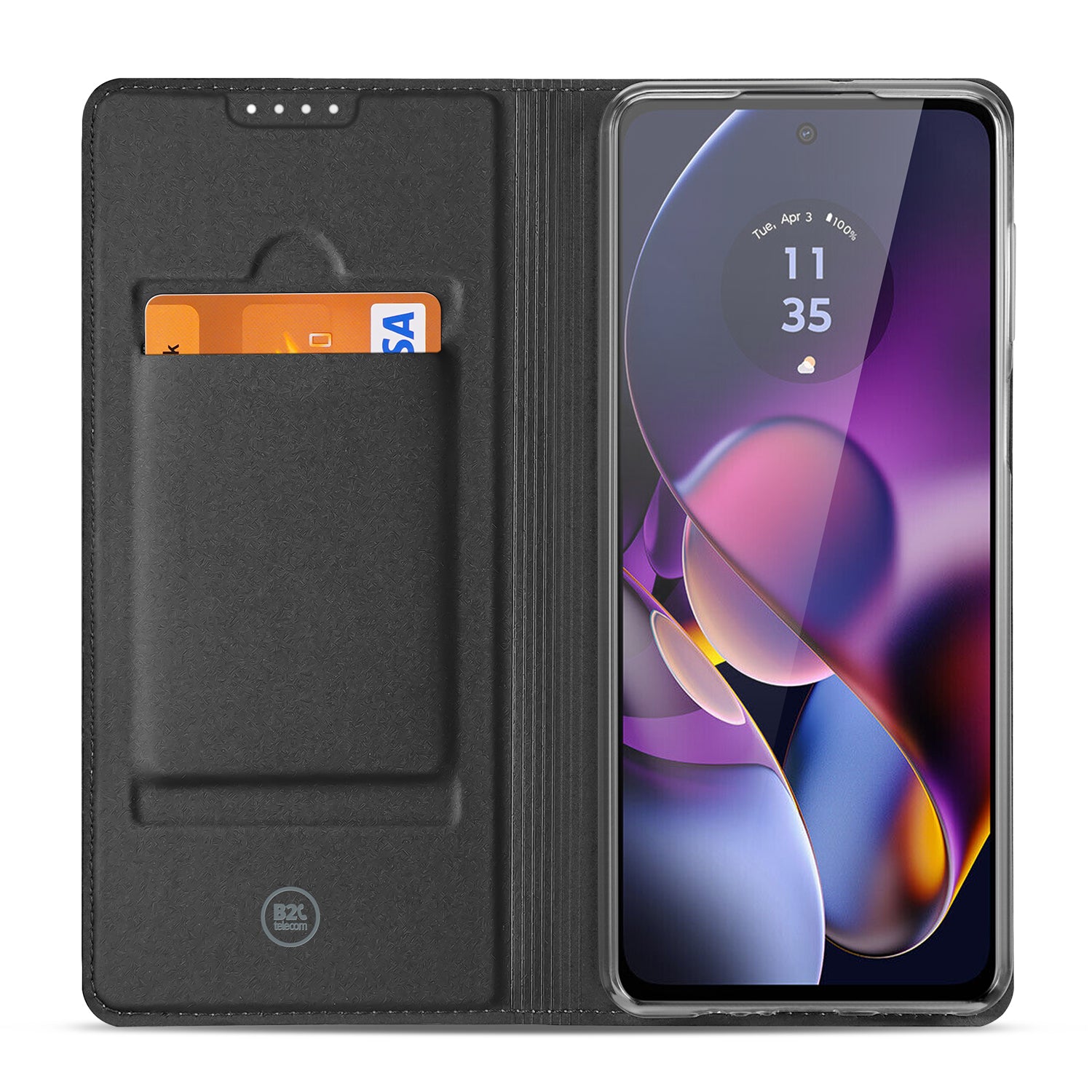 Stand Case Hoesje Geschikt voor de Motorola Moto G54 Wit met Pashouder