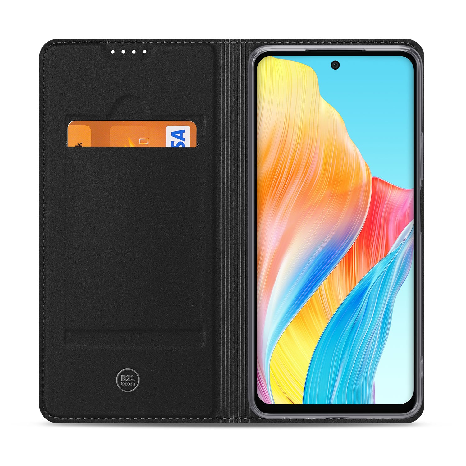 Stand Case Hoesje Geschikt voor de OPPO A58 4G Wit met Pashouder