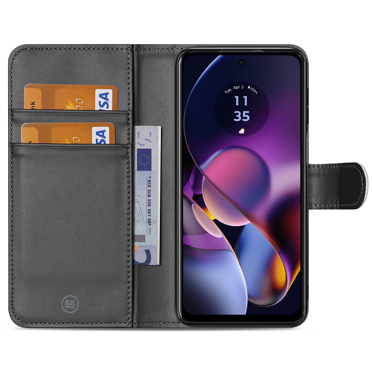 Book Case Telefoonhoesje Geschikt voor Motorola Moto G54 Wit met Pasjeshouder