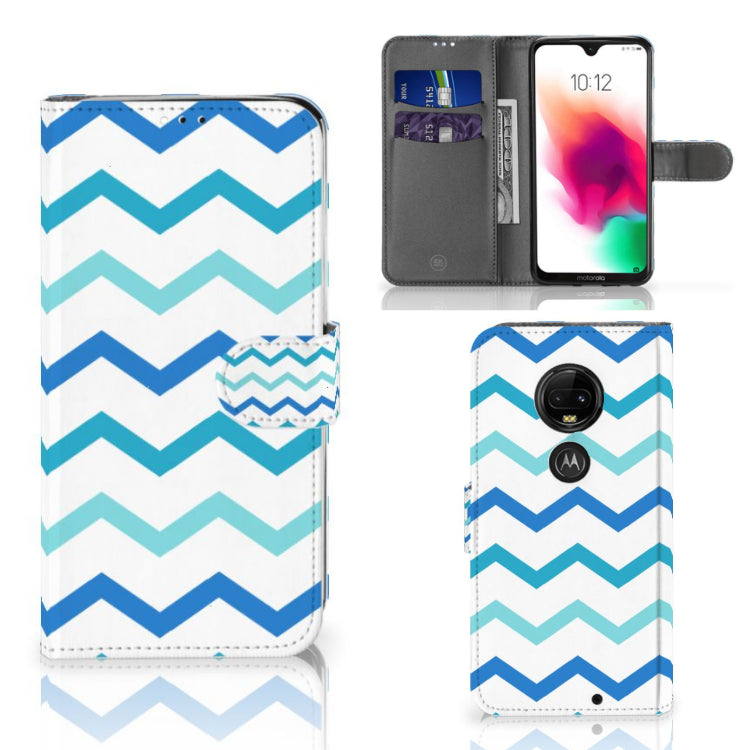 Motorola Moto G7 | G7 Plus Telefoon Hoesje Zigzag Blauw