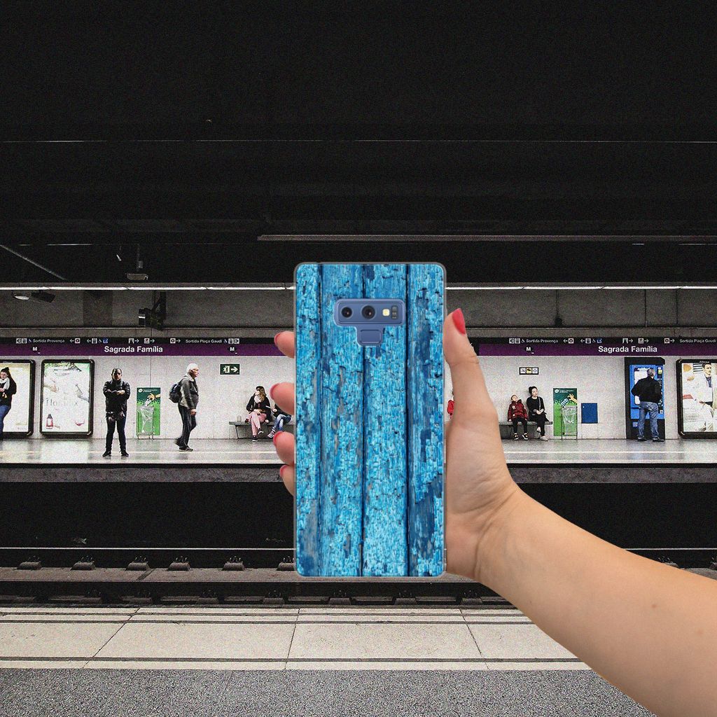 Samsung Galaxy Note 9 Bumper Hoesje Wood Blue