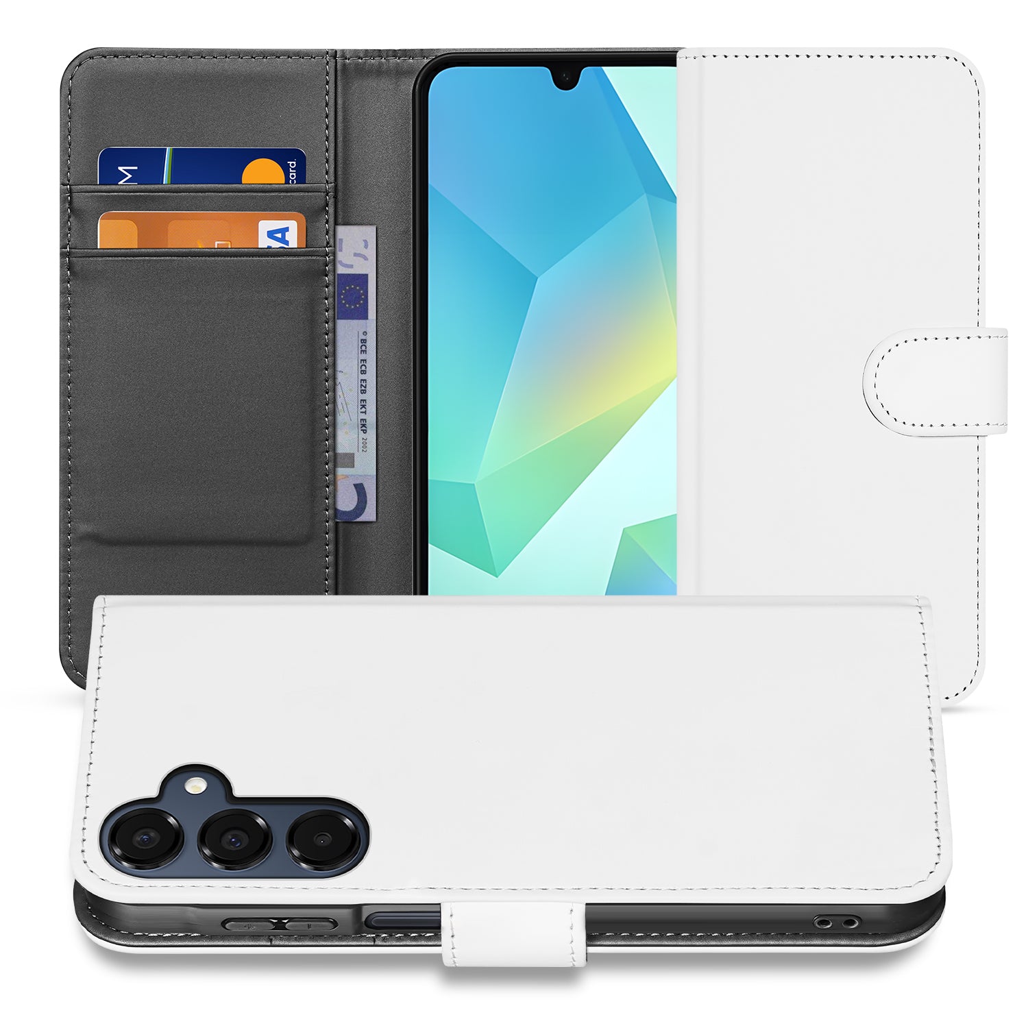 Book Case Telefoonhoesje Samsung Galaxy A16 4G/5G Wit met Pasjeshouder