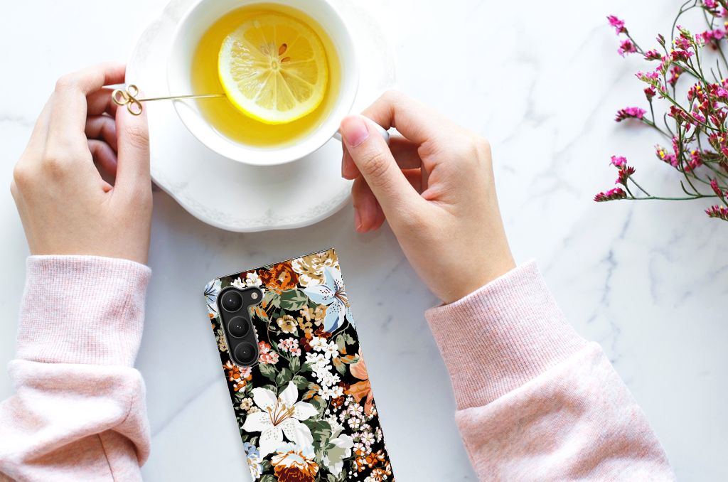 Smart Cover voor Samsung Galaxy S23 Plus Dark Flowers - B2C Telecom