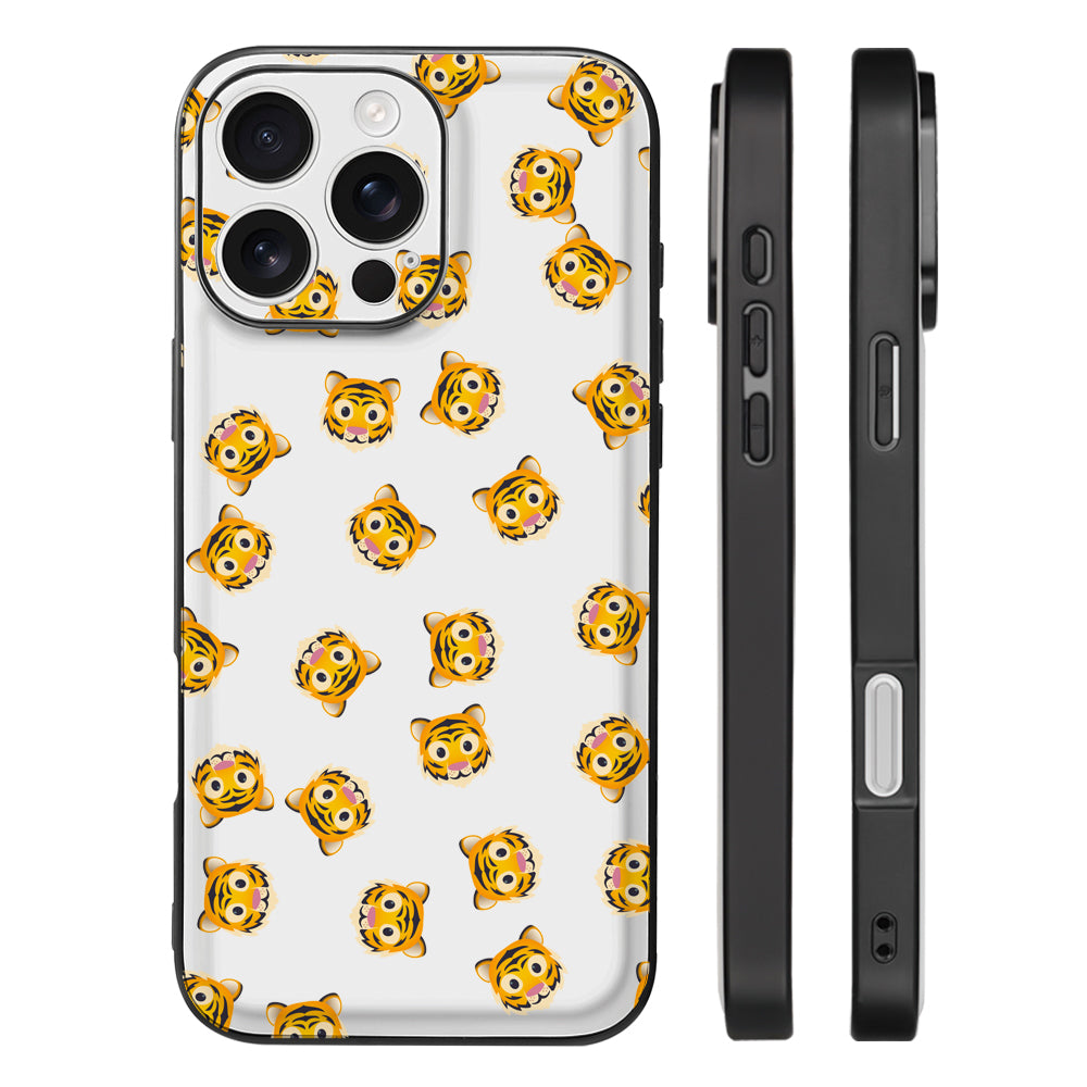 Back Cover Hoesje Maken iPhone 16 Pro met schattige tijgerhoofden design, unieke bescherming voor je telefoon.