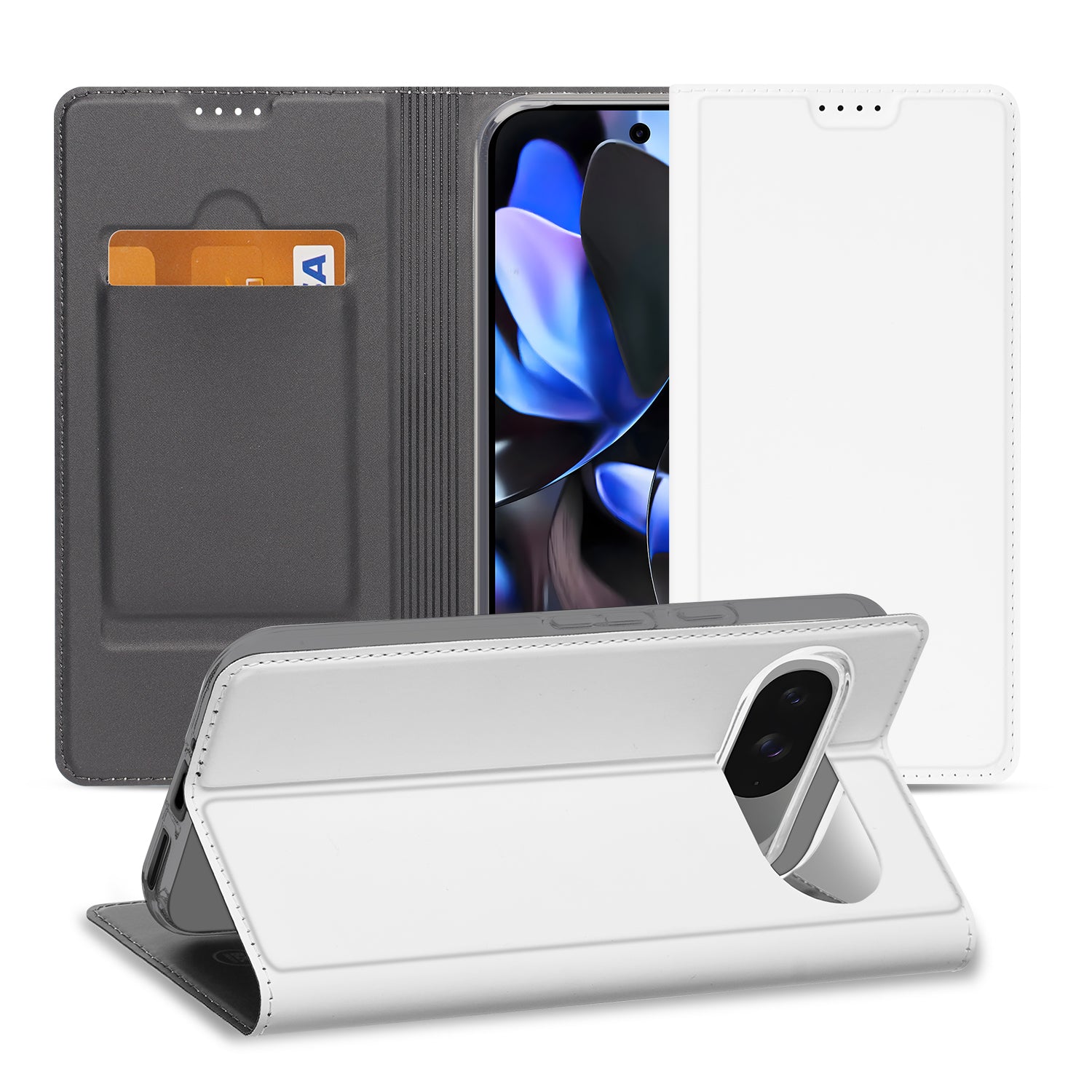 Stand Case Hoesje Google Pixel 9 | 9 Pro Wit met Pashouder