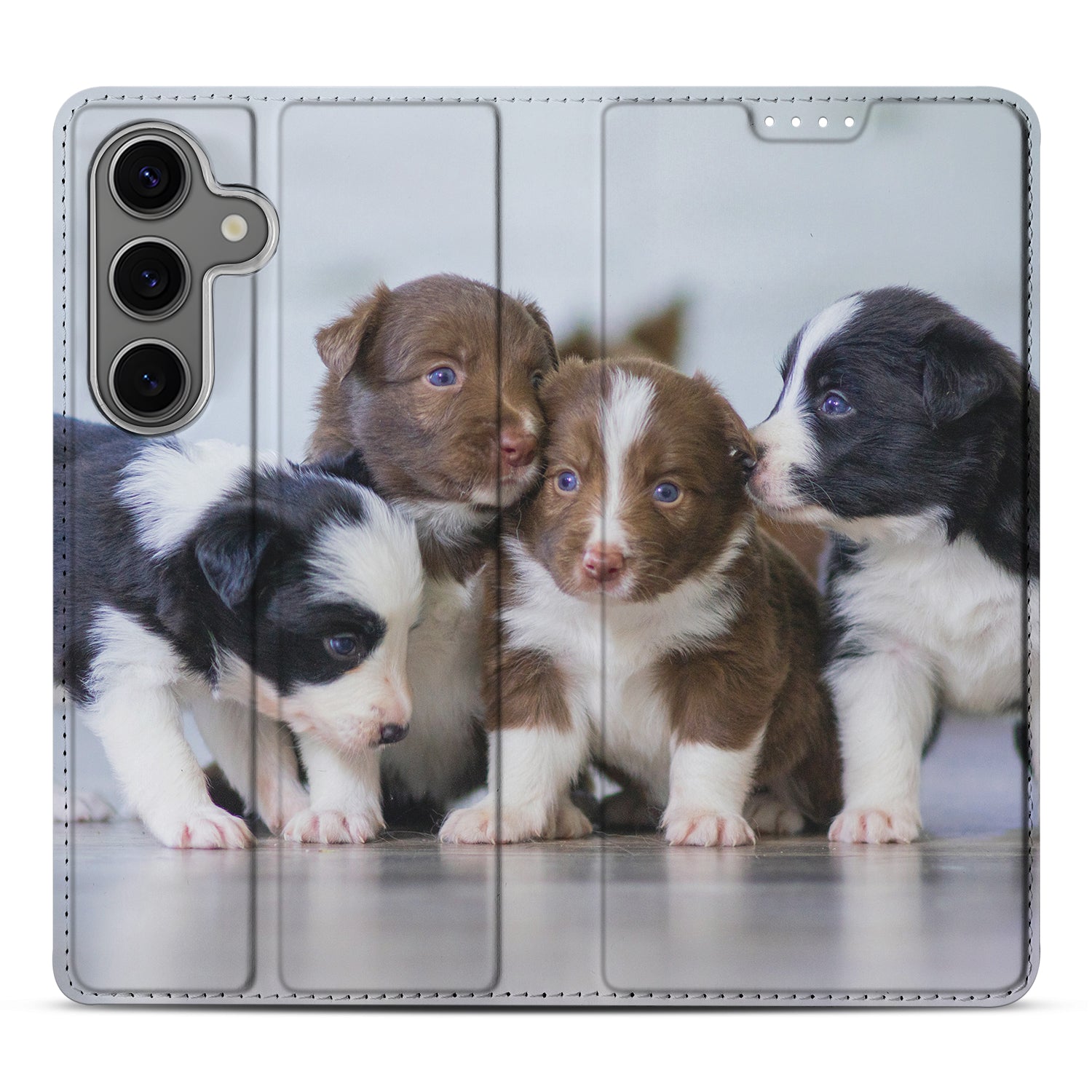 Stand Case Hoesje Maken Samsung Galaxy S25 Plus met schattige puppy's als ontwerp