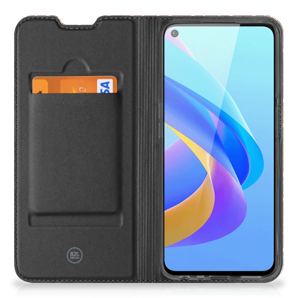 OPPO A96 | A76 Hoesje met Magneet Batik Brown - B2C Telecom