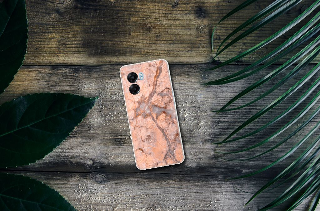 OPPO A77 | A57 5G TPU Siliconen Hoesje Marmer Oranje