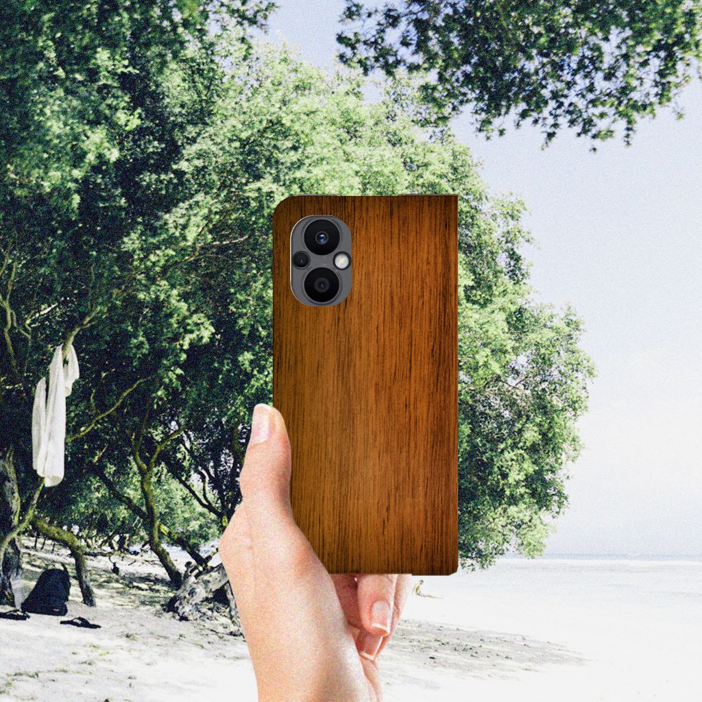 OPPO Reno8 Lite Book Wallet Case Donker Hout - B2C Telecom
