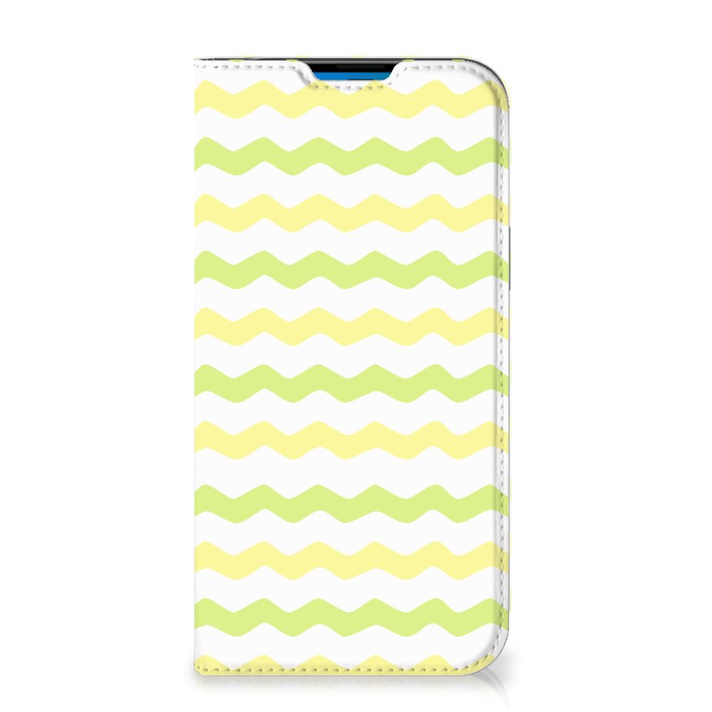 iPhone 14 Pro Max Hoesje met Magneet Waves Yellow met licht groene en gele golven đ