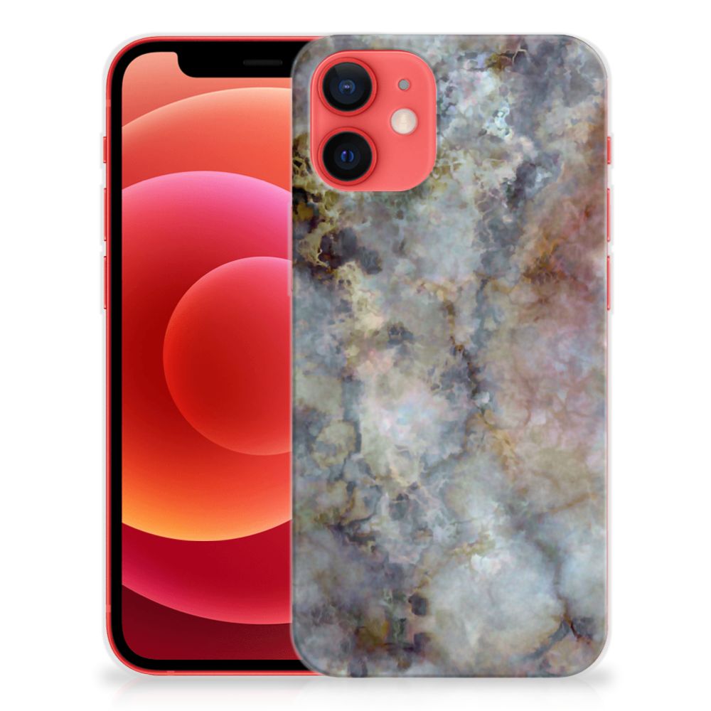 iPhone 12 Mini TPU Siliconen Hoesje Marmer Grijs
